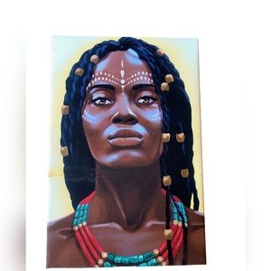 Traditional African Woman Necklace Modern Art Oil Painting 12x8
